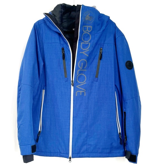 Body Glove 3IN1 Softshell Ski Jacket Mens  Medium Hooded Primaloft Blue Coat - Picture 1 of 11